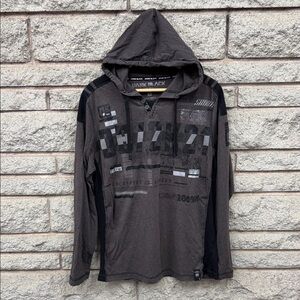 Dark Black Men's Charcoal Graphic Hoodie